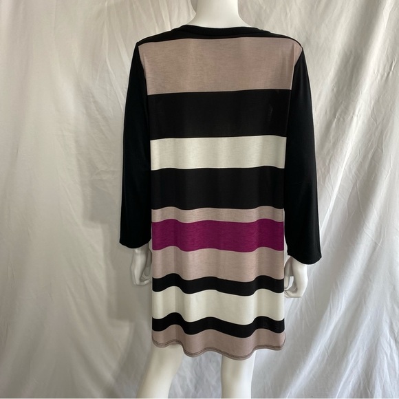 Emerald Purple Striped V-Neck A-Frame Long Length Leggings Tunic - Picture 3 of 6